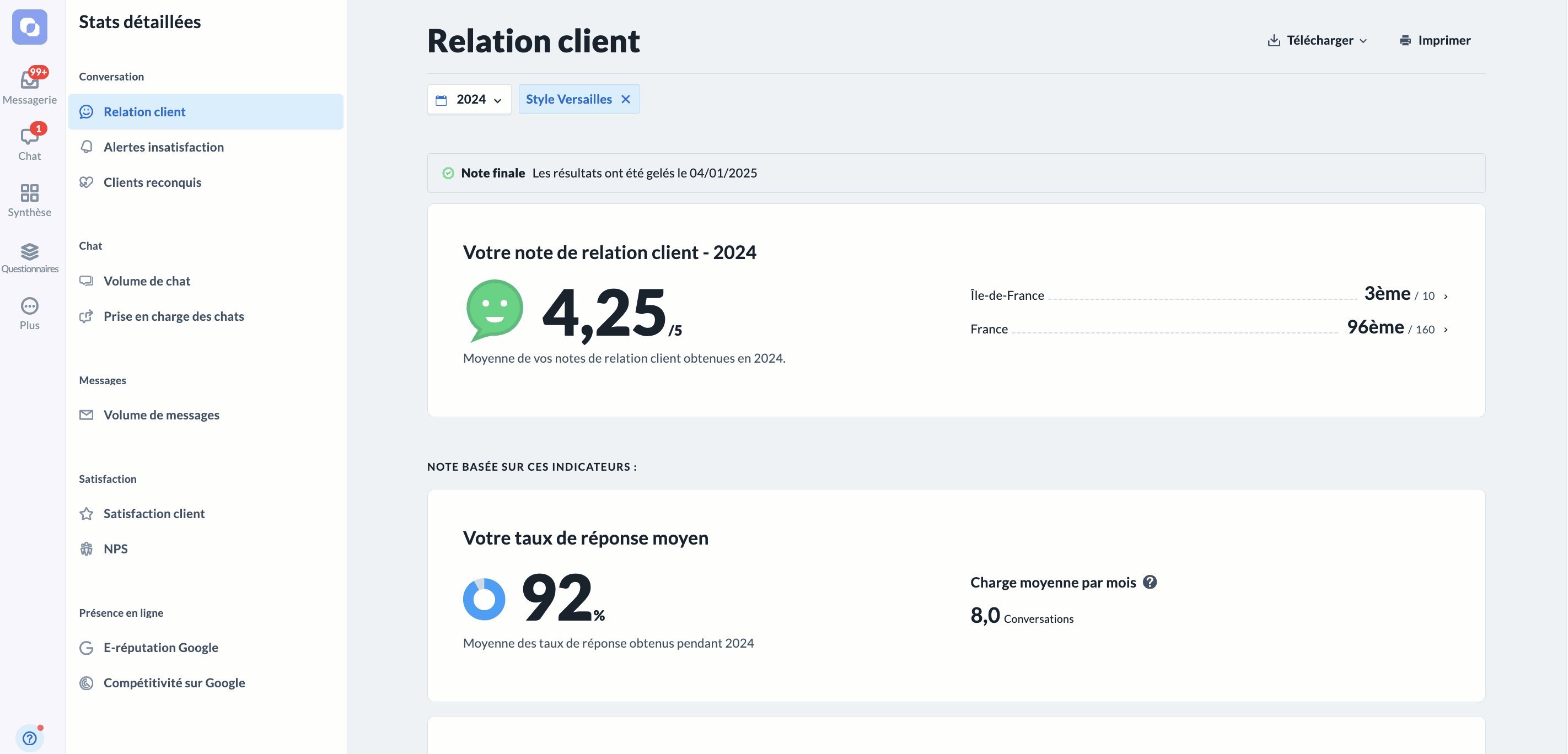 export filter stats FR